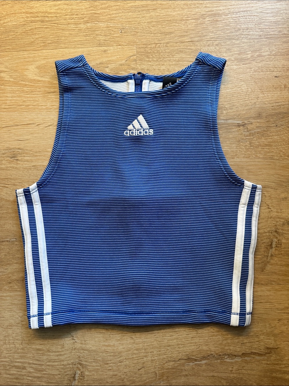adidas Blue Tank Top with White Side Stripes